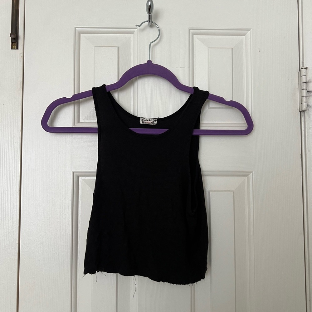 Free People Raw Hem High Neck Crop Top